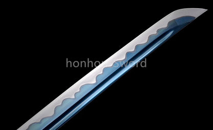Japanese Katana 1095 High Carbon Steel Blue Blade Samurai Sword Full Tang Battle