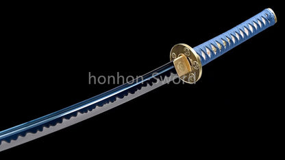 Japanese Katana 1095 High Carbon Steel Blue Blade Samurai Sword Full Tang Battle
