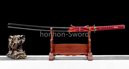 1095 Kohlenstoffstahl Katana Blaue Klinge Japanisches Samurai-Schwert Full Tang Schwarz 