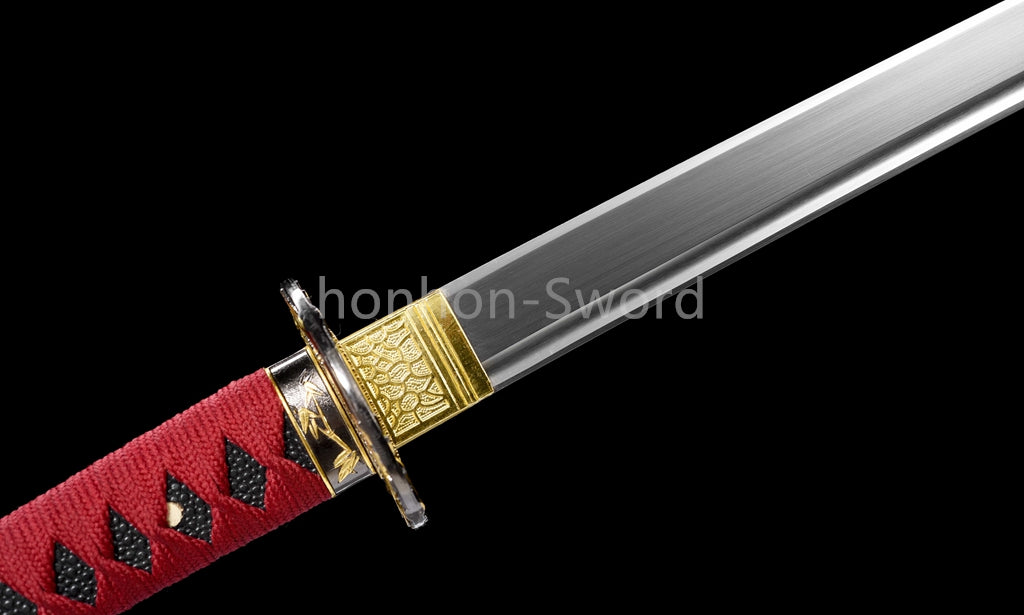 1095 Kohlenstoffstahl Katana Blaue Klinge Japanisches Samurai-Schwert Full Tang Schwarz 