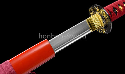 1095 Kohlenstoffstahl Katana Blaue Klinge Japanisches Samurai-Schwert Full Tang Schwarz 