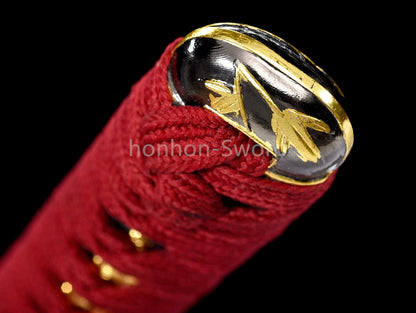 1095 Kohlenstoffstahl Katana Blaue Klinge Japanisches Samurai-Schwert Full Tang Schwarz 