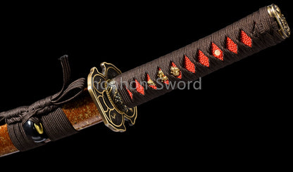 Katana en acier à haute teneur en manganèse, épée de samouraï japonais, prête pour la bataille, Saya blanche dorée 
