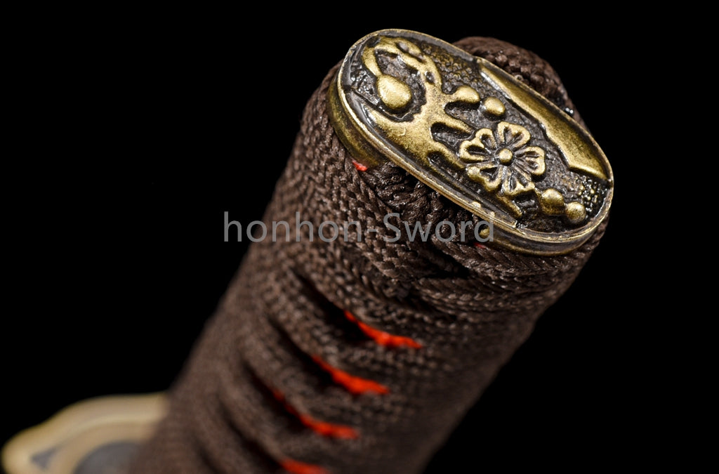 Katana en acier à haute teneur en manganèse, épée de samouraï japonais, prête pour la bataille, Saya blanche dorée 