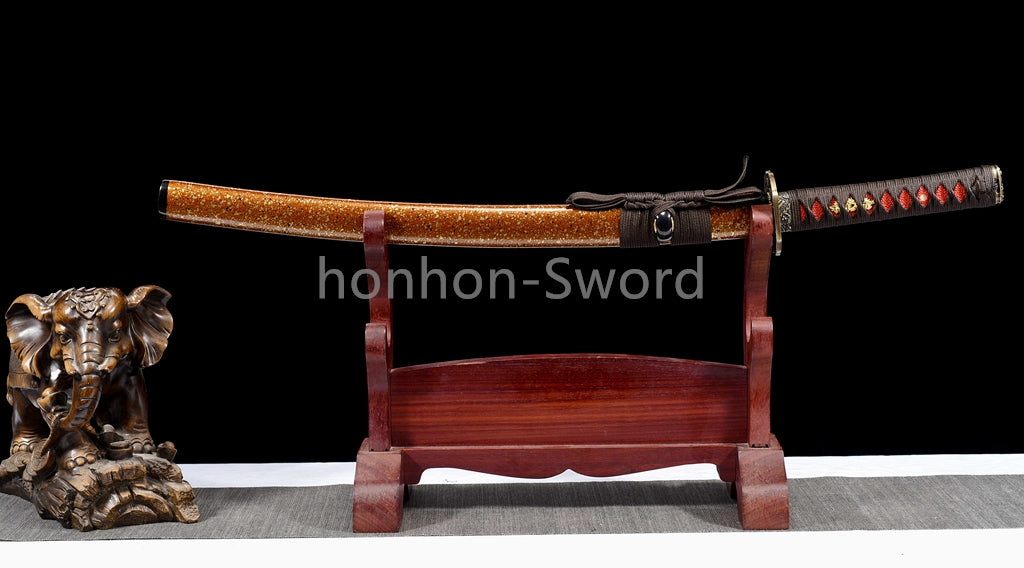 Katana en acier à haute teneur en manganèse, épée de samouraï japonais, prête pour la bataille, Saya blanche dorée 