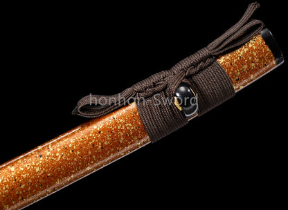 Katana en acier à haute teneur en manganèse, épée de samouraï japonais, prête pour la bataille, Saya blanche dorée 