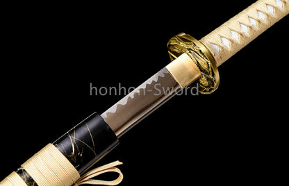 Katana à lame bleue en acier à haute teneur en carbone 1095, épée de samouraï japonais, épée complète noire 