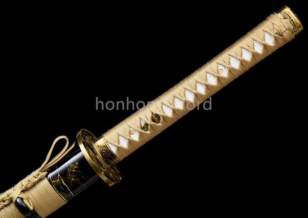 Katana à lame bleue en acier à haute teneur en carbone 1095, épée de samouraï japonais, épée complète noire 