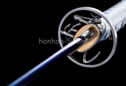 Katana à lame bleue en acier à haute teneur en carbone 1095, épée de samouraï japonais, épée complète noire 