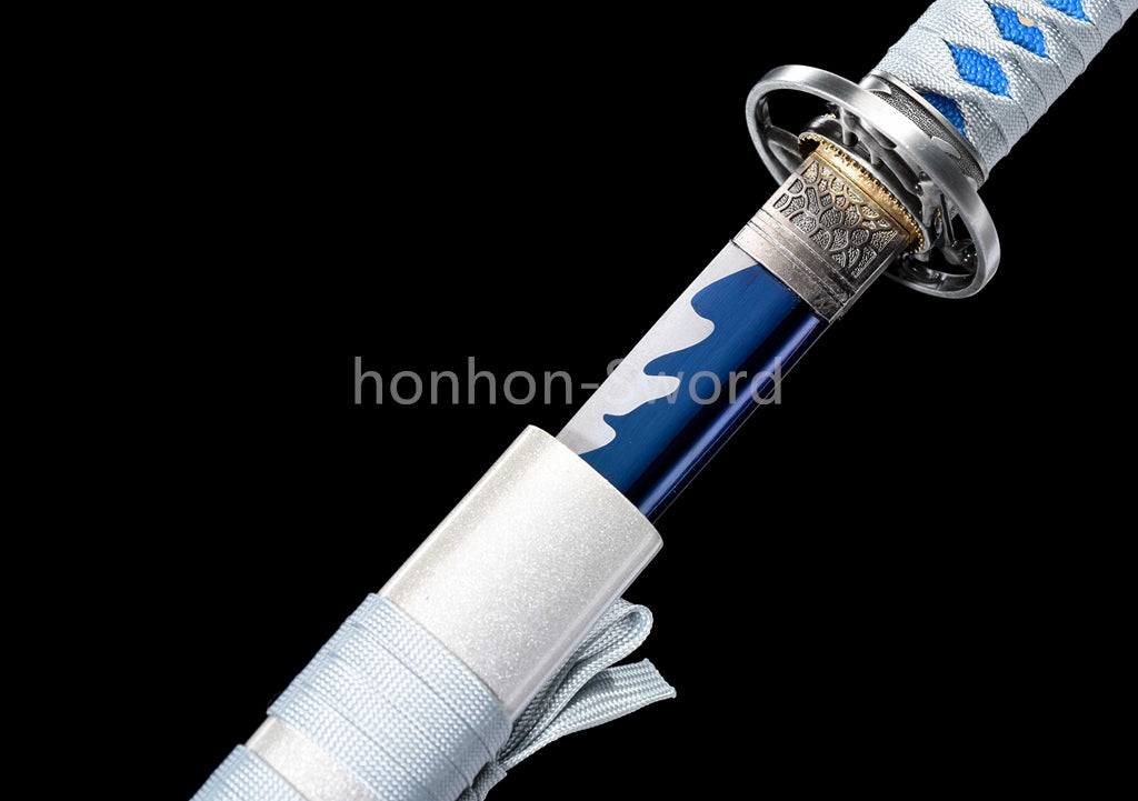 Katana à lame bleue en acier à haute teneur en carbone 1095, épée de samouraï japonais, épée complète noire 