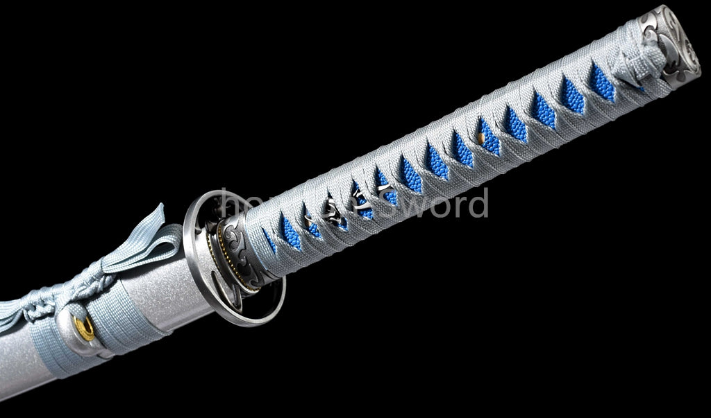 Katana à lame bleue en acier à haute teneur en carbone 1095, épée de samouraï japonais, épée complète noire 