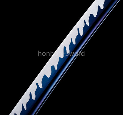 Katana à lame bleue en acier à haute teneur en carbone 1095, épée de samouraï japonais, épée complète noire 