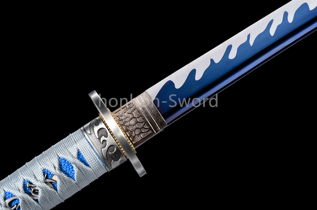 Katana à lame bleue en acier à haute teneur en carbone 1095, épée de samouraï japonais, épée complète noire 