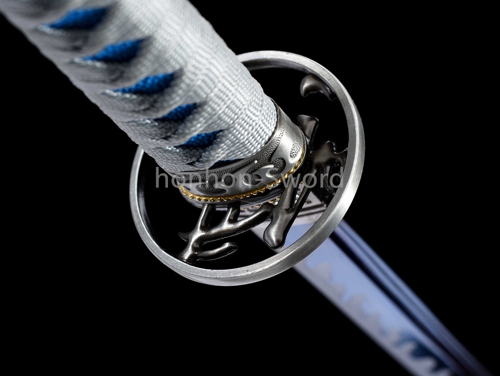 Katana à lame bleue en acier à haute teneur en carbone 1095, épée de samouraï japonais, épée complète noire 