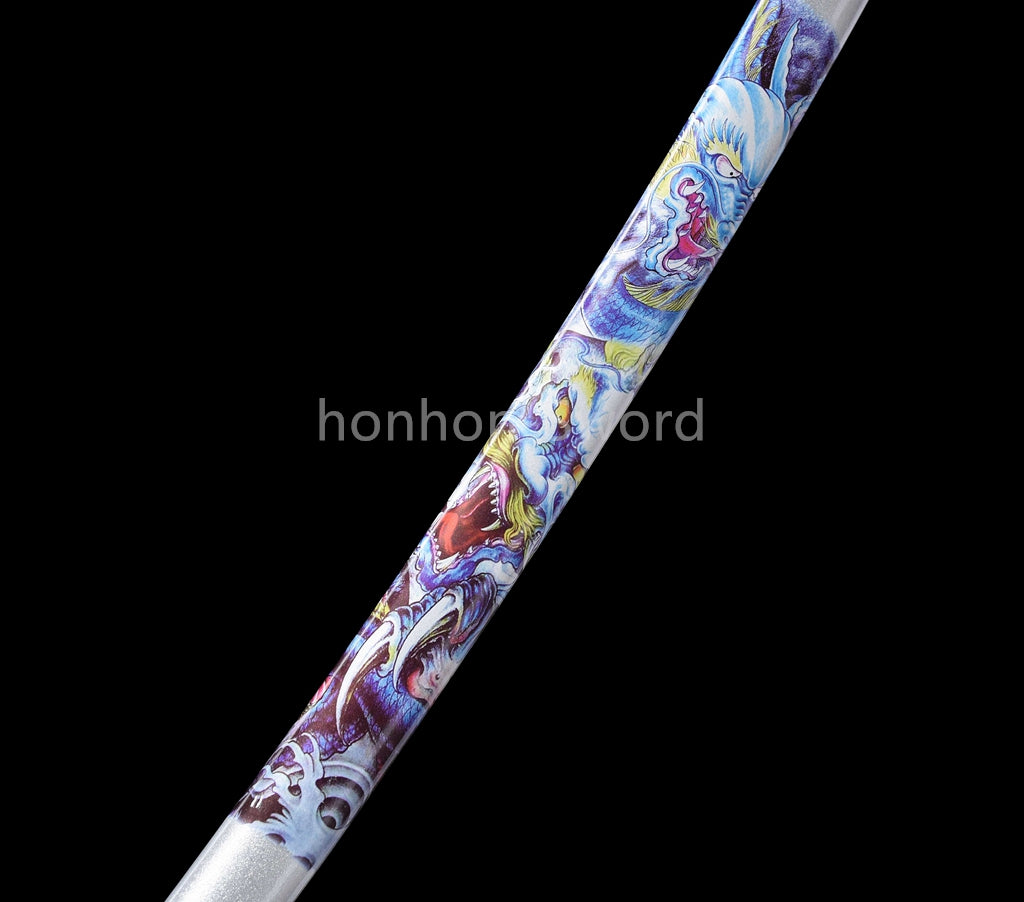 Katana à lame bleue en acier à haute teneur en carbone 1095, épée de samouraï japonais, épée complète noire 