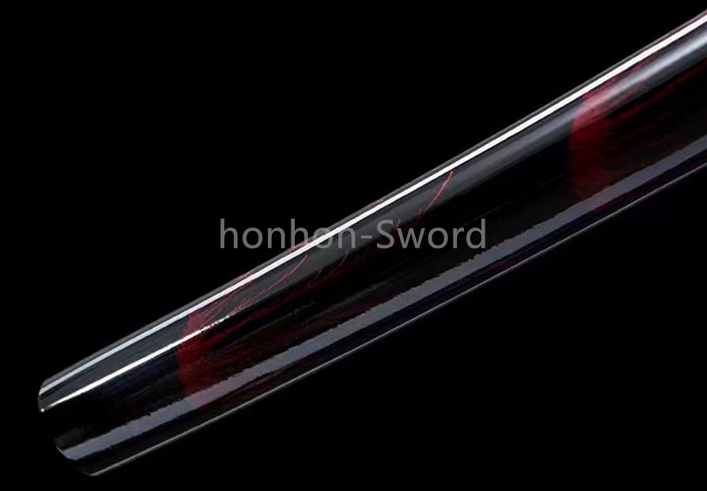 1095 Kohlenstoffstahl Katana Blaue Klinge Japanisches Samurai-Schwert Full Tang Schwarz 