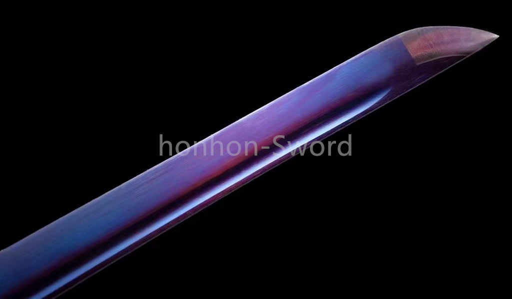 1095 Kohlenstoffstahl Katana Blaue Klinge Japanisches Samurai-Schwert Full Tang Schwarz 