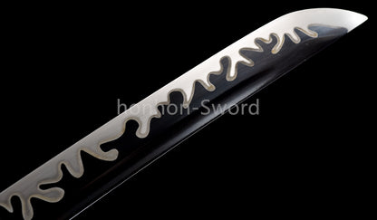 High Manganese Steel Japanese Katana Black Blade Samurai Sword Full Tang Real