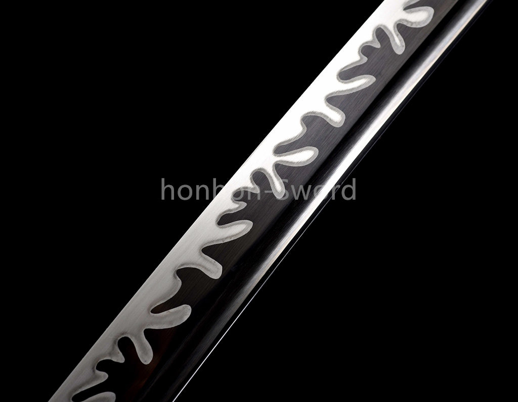 High Manganese Steel Japanese Katana Black Blade Samurai Sword Full Tang Real
