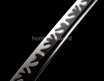 High Manganese Steel Japanese Katana Black Blade Samurai Sword Full Tang Real