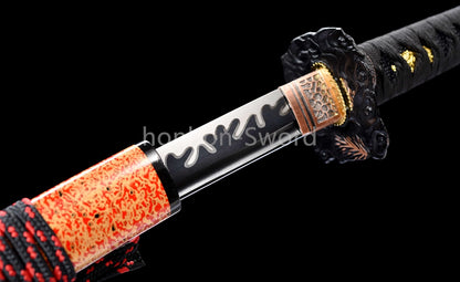 High Manganese Steel Japanese Katana Black Blade Samurai Sword Full Tang Real