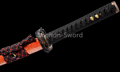 High Manganese Steel Japanese Katana Black Blade Samurai Sword Full Tang Real