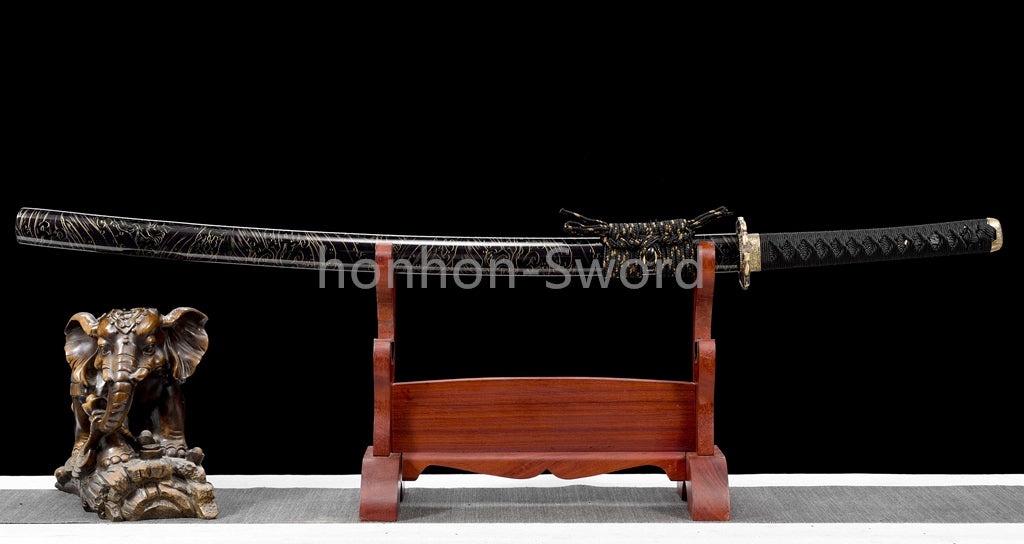 High Manganese Steel Japanese Katana Samurai Brass Tsuba Sword Full Tang Real