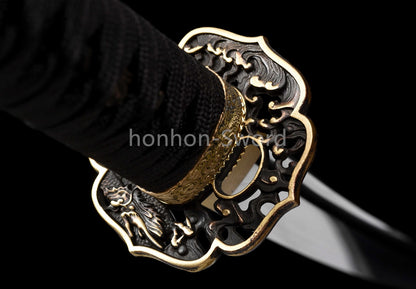 High Manganese Steel Japanese Katana Samurai Brass Tsuba Sword Full Tang Real