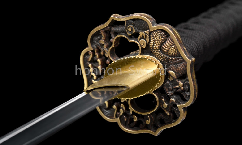 High Manganese Steel Japanese Katana Samurai Brass Tsuba Sword Full Tang Real