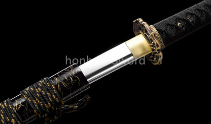 High Manganese Steel Japanese Katana Samurai Brass Tsuba Sword Full Tang Real