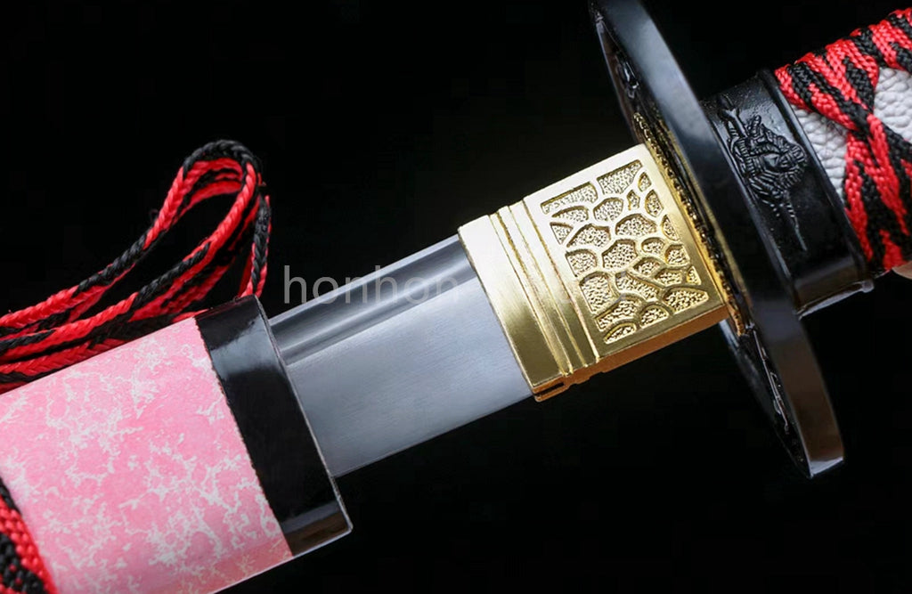 1095 Kohlenstoffstahl Katana Blaue Klinge Japanisches Samurai-Schwert Full Tang Schwarz 