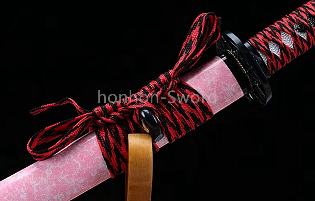 1095 Kohlenstoffstahl Katana Blaue Klinge Japanisches Samurai-Schwert Full Tang Schwarz 