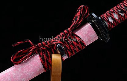 1095 Kohlenstoffstahl Katana Blaue Klinge Japanisches Samurai-Schwert Full Tang Schwarz 