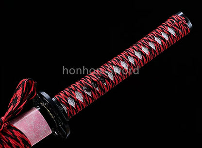 1095 Kohlenstoffstahl Katana Blaue Klinge Japanisches Samurai-Schwert Full Tang Schwarz 