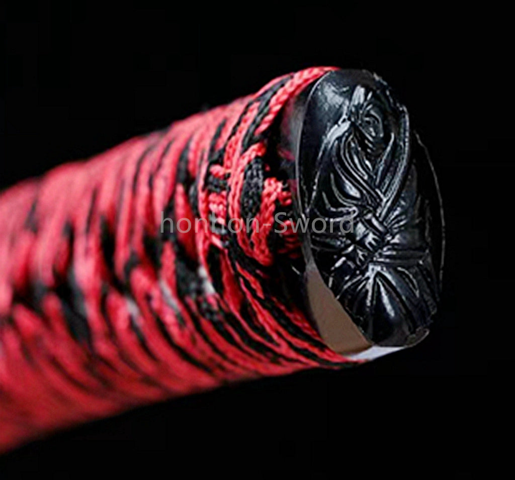 1095 Kohlenstoffstahl Katana Blaue Klinge Japanisches Samurai-Schwert Full Tang Schwarz 