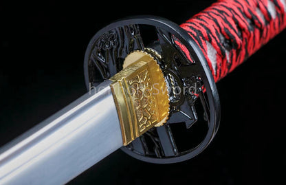 1095 Kohlenstoffstahl Katana Blaue Klinge Japanisches Samurai-Schwert Full Tang Schwarz 