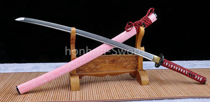1095 Kohlenstoffstahl Katana Blaue Klinge Japanisches Samurai-Schwert Full Tang Schwarz 