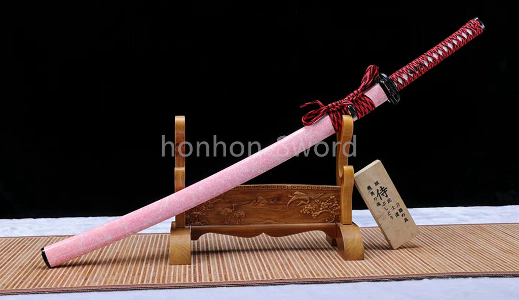 1095 Kohlenstoffstahl Katana Blaue Klinge Japanisches Samurai-Schwert Full Tang Schwarz 