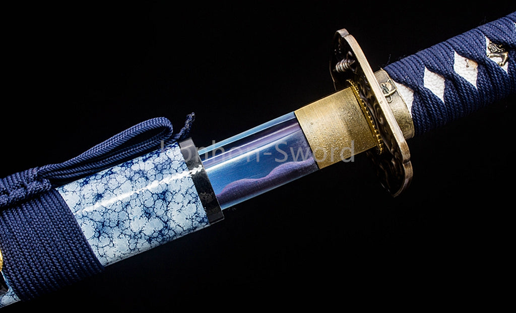 Japanese Katana High Manganese Steel Blue Blade Samurai Sword Full Tang Sharp