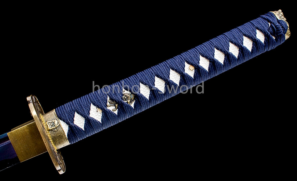 Japanese Katana High Manganese Steel Blue Blade Samurai Sword Full Tang Sharp