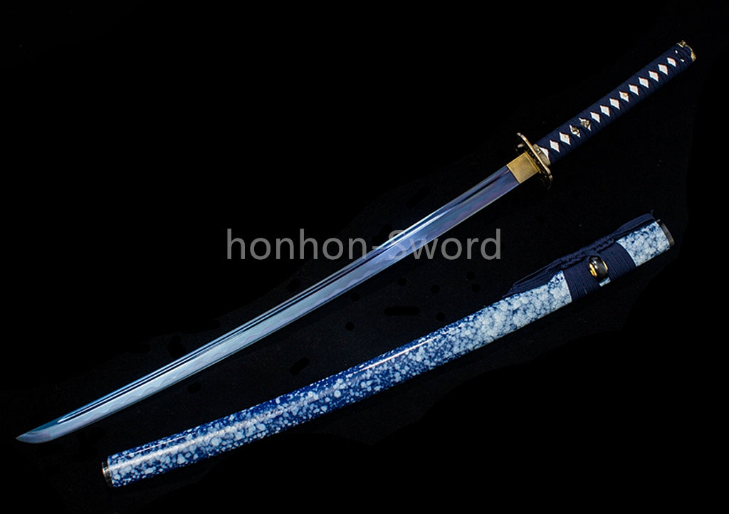 Japanese Katana High Manganese Steel Blue Blade Samurai Sword Full Tang Sharp