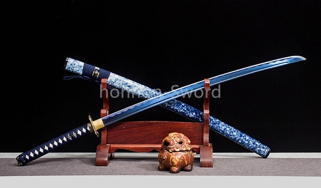 Japanese Katana High Manganese Steel Blue Blade Samurai Sword Full Tang Sharp