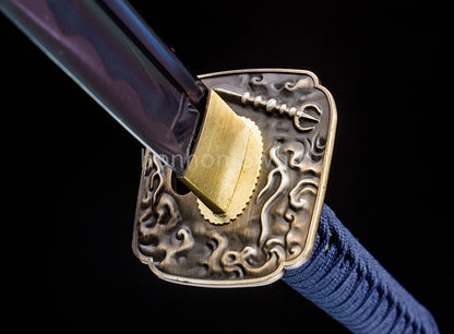 Japanese Katana High Manganese Steel Blue Blade Samurai Sword Full Tang Sharp