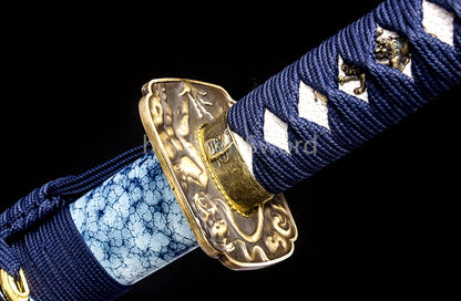 Japanese Katana High Manganese Steel Blue Blade Samurai Sword Full Tang Sharp