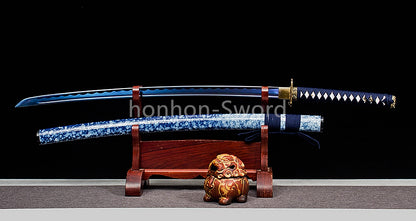 Japanese Katana High Manganese Steel Blue Blade Samurai Sword Full Tang Sharp
