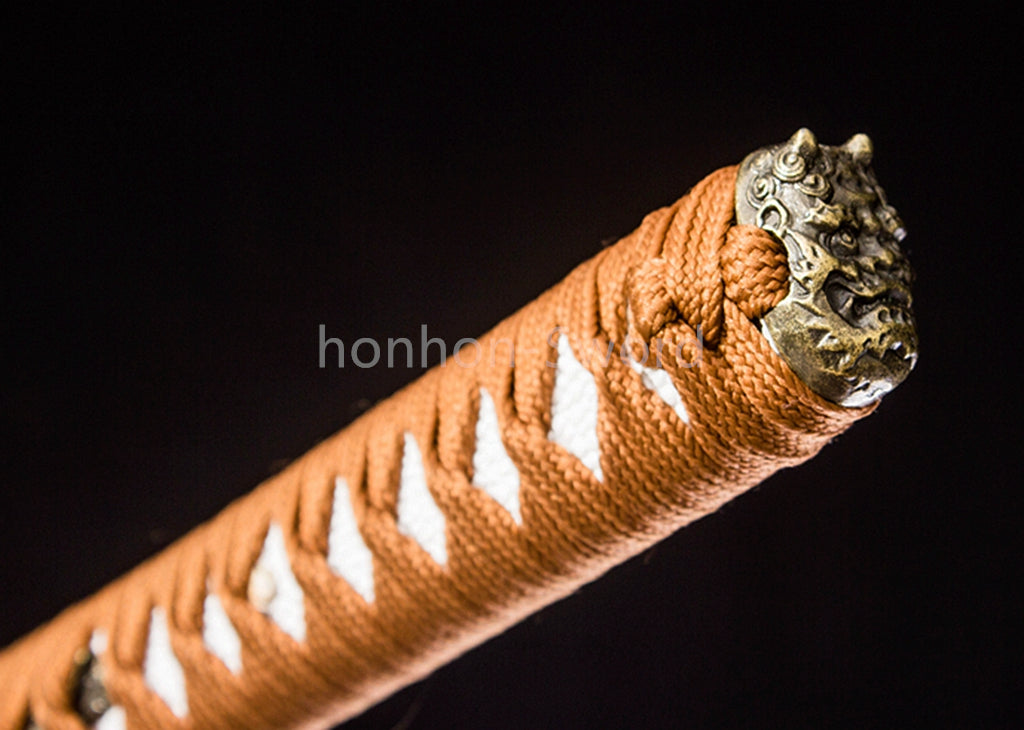 High Manganese Steel Japanese Katana Yellow Blade Samurai Sword Full Tang Sharp