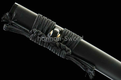 1095 Kohlenstoffstahl Katana Blaue Klinge Japanisches Samurai-Schwert Full Tang Schwarz 