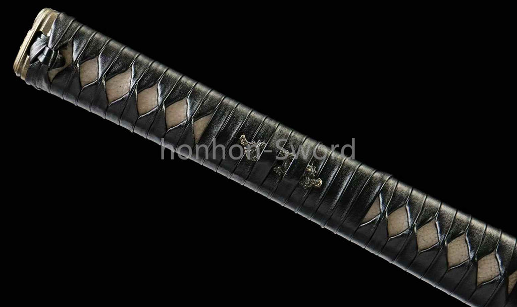 1095 Kohlenstoffstahl Katana Blaue Klinge Japanisches Samurai-Schwert Full Tang Schwarz 