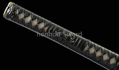 1095 Kohlenstoffstahl Katana Blaue Klinge Japanisches Samurai-Schwert Full Tang Schwarz 