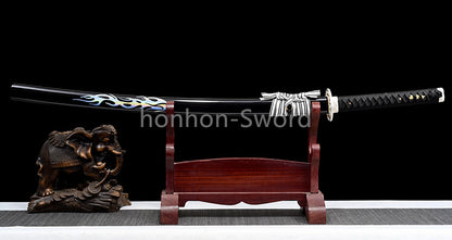 Japanese Katana 1095 High Carbon Steel Samurai Sword Full Tang Sharp Real Black